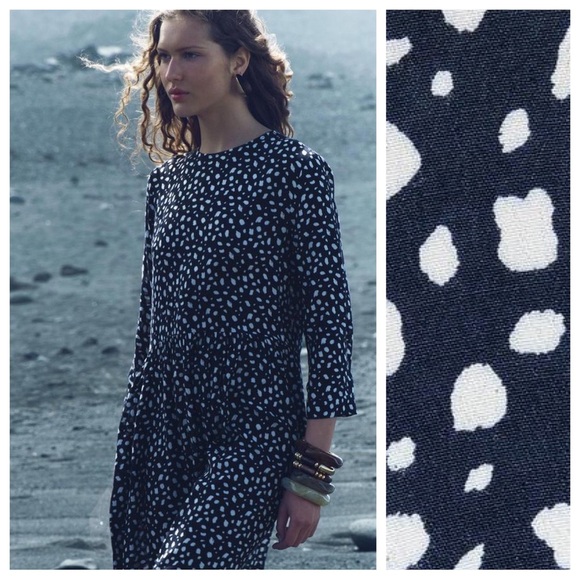 NWT. Zara ZW Collection Blue Printed Long Dress. Size XL. - Picture 3 of 12